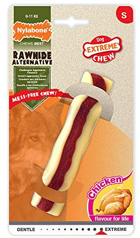 Nylabone 984473EU Rohhaut-Alternative, Kauen, ohne Dreck zu machen, Hähnchengeschmack, für kleine Hunde (über 11 kg), S