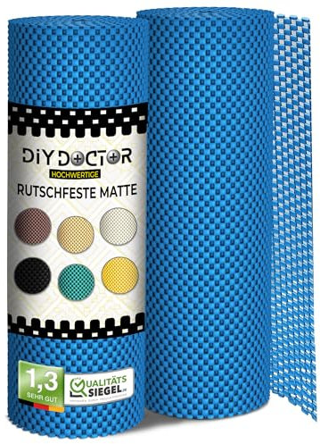 DIY Doctor - 2x Anti Slip Gripper Rolls (190 x 30cm) - Rug Gripper - Anti Slip Rug Underlay - Rug Grippers for Laminate Floor - Carpet Grippers - Non Slip Rubber Matting - Shelf Drawer Liner - Blue