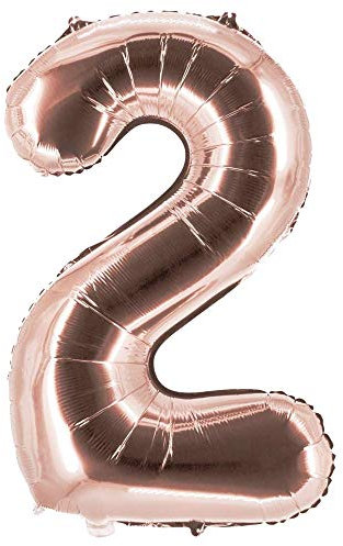 Party Factory XXL Folienballon Zahl 2, Luftballon 100cm, Rosegold, Geburtstag, Abi, Jubiläum, Party Ballon, Heliumballon, Deko