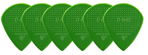 D-Grip Plektrum - Janicek Nylonpicks - Jazz C-große Form - 1,00 mm Grün - 6er Pack - mit rutschfester Struktur-Oberfläche – hergestellt in Tschechien