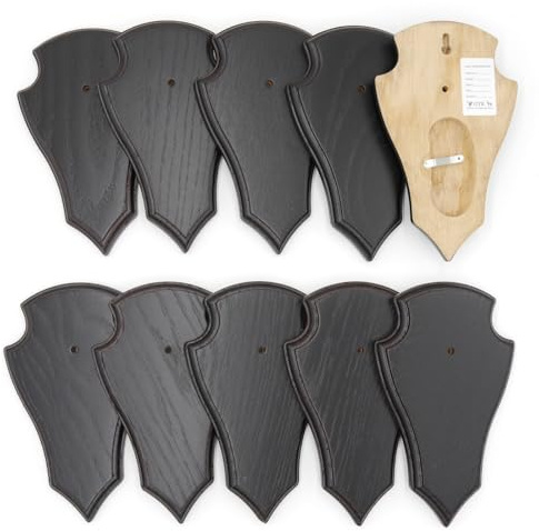 GTK - Geweihe & Trophäen KRUMHOLZ 10 placas de trofeo en forma de corzo pequeño roble oscuro AF 19 cm x 11 cm con 1 compartimento de pino