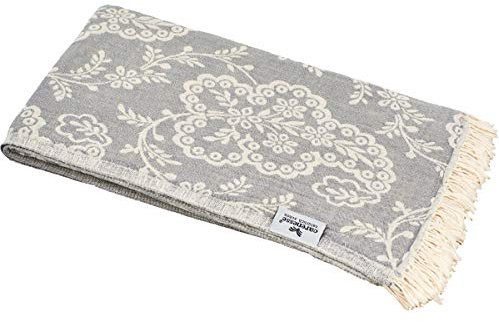 Carenesse Jacquard Hamamtuch Paisley 90 x 175 cm grau I Edles Hamam Handtuch 100% saugfähige Baumwolle mit hochwertiger Webung I Pestemal/Fouta weich & zart I Leichtes Hamam Strandtuch kompakt