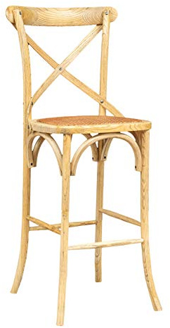 Biscottini Vintage matstol i trä 88 x 45 x 45 cm | askträ, halmstol | bondgårdsstil | köks- och matsalsstol