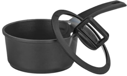 N8WERK Casseruola Alluminio Fuso nella Midnight Edition 18 cm | Indicazione della Temperatura di variazione del Colore | Tutti i Tipi di stufe, Inclusa l'induzione | Chiusura a 3 Pieghe