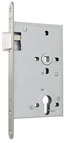 Einsteckschloss für FS-Türen Made in Germany - Produkt-Richtung: DIN links, Material/Oberflächen: Edelstahl V2A matt gebürstet, Ausführung: mit eckiger Stulp - 014516529426 erial/O