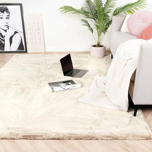 FRAAI | Home & Living Hochflor Teppich - Comfy Supreme Creme - Shaggy, Einfarbig - Modern, Skandinavisch - Wohnzimmer, Esszimmer, Schlafzimmer - Fellteppich - Carpet