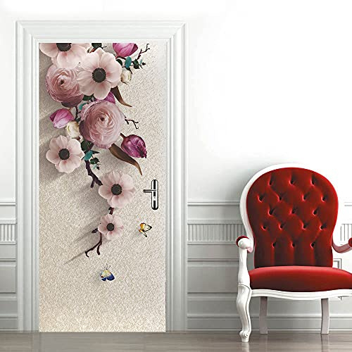 3D Türtapete Selbstklebend Türaufkleber - BLUME - Türposter PREMIUM PVC Wasserfest Wandtattoo Für Schlafzimmer Wohnzimmer Tür Dekoration Tapete 95 x 200 cm