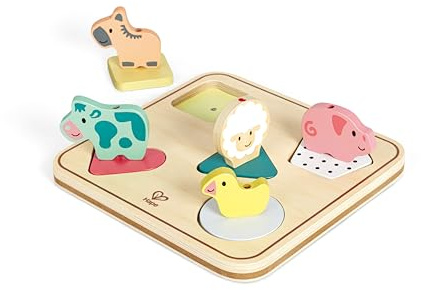 Hape Tiergeräusch-Puzzle Tom - Holzpuzzle mit Sound, Lernspielzeug mit Tiermotiven, Motorik- und Geräusche-Puzzle aus Holz, pädagogisches Spielzeug, für Kinder ab 18 Monaten