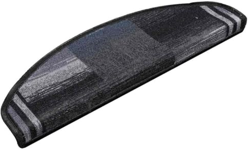 vidaXL 15x Treppenmatten Selbstklebend Stufenmatten Stufenschoner Treppenschutz Matten Treppenteppich Treppenschoner Schwarz Grau 65x21x4cm