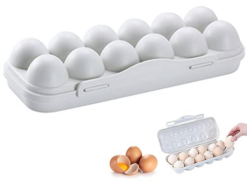 12 Cuadrícula Caja de Huevos de Almacenamiento, Envase para Huevos, Bandeja de Plástico para Huevos, Cajas para Huevos para Frigorifico, Apilable, con Tapa para Cocina, Picnic, Proteger Huevo Fresco