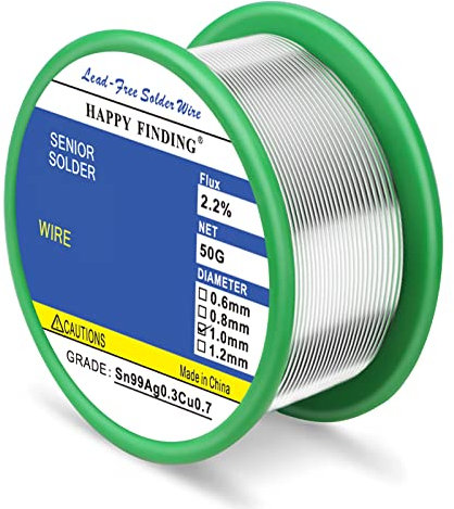 Saldare, saldatura senza piombo con anima di colofonia (Sn99 Ag0,3 Cu0,7/1.0mm,50g)