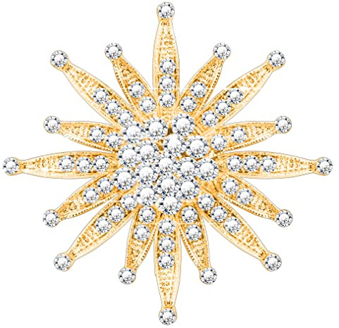 KristLand Sonne Blume Brosche Corsage Vintage Braut Kristall Broschen Art Deco Hochzeit Mode Glam Sparkly Kristall Strass Engagement Party Geschenk für Frauen Damen Goldton