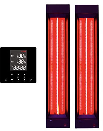 2 x infraröd strålkastare InfraROTmed 750 W + kontroll, takspotlight, djupvärme, fullspektrumstrålkastare för bastu och infraröd kabin, för eftermontering eller självbyggnad