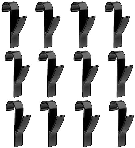 HVZUM12 Stück F Haken für Rundheizkörper,Rundheizkörper weiß Haken/Handtuchhaken/Handtuchhalter/Heizkörperhaken,für alle Standard Heizkörper (Schwarzer F-Haken)