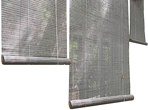 Bambusrollo Rollo Verdunkelungsrollo Graue Außenrollos für Terrasse, Veranda, Pergola mit Haken, 60cm/80cm/100cm/120cm/140cm/150cm/160cm breit, Außenrollos, Fensterrollo ( Size : 120x180cm(47.2x70.9