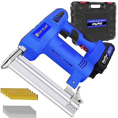 2 in 1 Nail & Staple Gun, Battery Operated Nail Gun Staple Gun Heavy Duty for Wood, Electric Nail Drill Upholstery Staple Gun Wall Stapler with 1.5AH Battery and Fast Charger, Carry Case