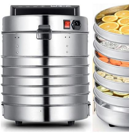 5 Plateaux Déshydrateur Alimentaire Acier Inoxydable Machine De Séchage De Fruits Avec Régulateur De Température Séchoir À Vapeur Cuisine Four À Biltong Pour Fruits Et Légumes 30cm De Diamètre 360W