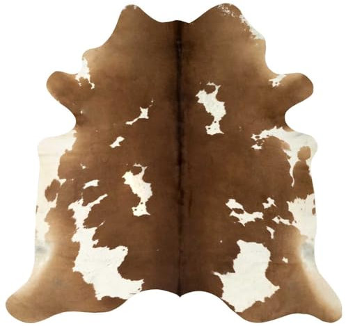 vidaXL Unique Brown and White Real Cowhide Rug - Luxurious Leather Finish for your Home Office, Living Room or Bedroom Decor