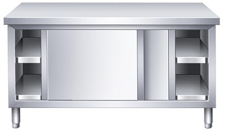 CMYAOYC - Vorbereitungstisch Edelstahl Arbeitstischl, Metalltisch, Gewerblicher Arbeitstisch mit Rückwand und Unterregal for Küchenrestaurants (Size : L120cm W60cm H80cm)