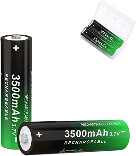 SAUINYP 3,7 Volt Rechargeable Battery, 2 Pack 3500Mah NiMH Battery High Power Lasting Long for Headlamp, Solar Light, LED Flashlight, Electronic Devices etc ZD (button top)