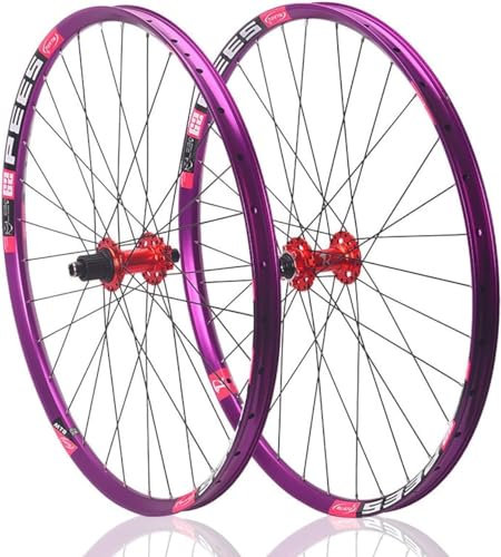 Mountainbike-Laufradsatz 26 27,5 29 Zoll MTB-Laufradsatz Steckachse Scheibenbremse 32H-Felge Vorder- und Hinterräder Für 8/9/10/11/12-Gang-Kassette,Rot,27,5''