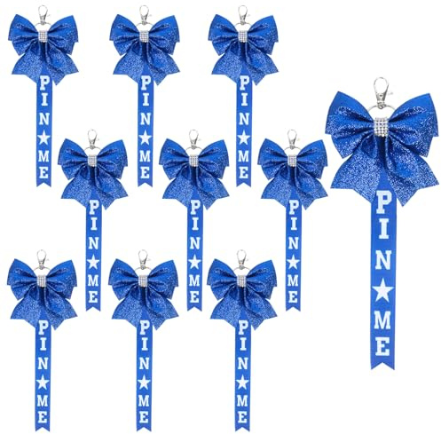 Klmnop Cheerleading-Schlüsselanhänger mit Schleife, 10 Stück, blau