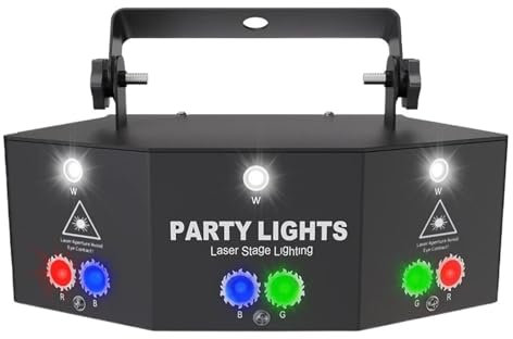 Disco Lights RGB Disco DJ Beam Laser Light Projector DMX Remote Strobe Stage Lighting Effect Xmas Party Holiday Halloween Lights for DJ Club Brithday KTV Festival Home(9 Hole RGB Laser)