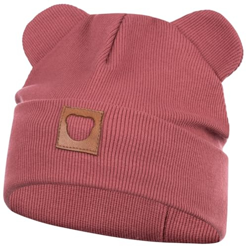 Smarilla Mütze Übergangsmütze Junge Mädchen Herbstmütze Frühlingsmütze Beanie Ohren gerippt
