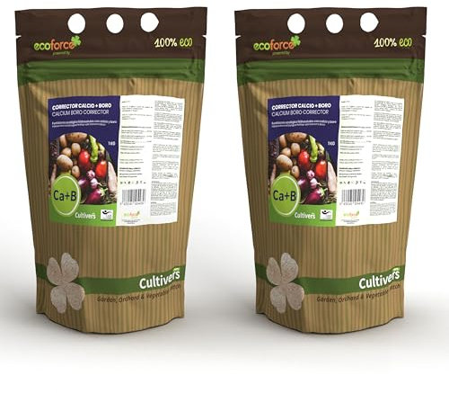 CULTIVERS Abono Calcio y Boro de 2x1 kg. Fertilizante Ecológico 100% soluble. con Registro ecológico. Mejorar la firmeza, el cuajado de Frutos y los Problemas de rajado. Force Ca+B Eco