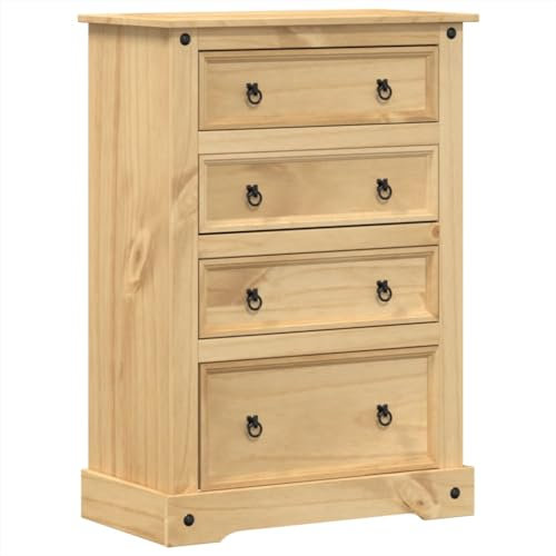 HETFTJN Flur Kommode Schmal Sideboard Wohnzimmer Wohnzimmerschrank Büroschrank - Kommode Corona 80x43x114 cm Massivholz Kiefer für Ankleideraum Flur Wohnzimmer Esszimmer
