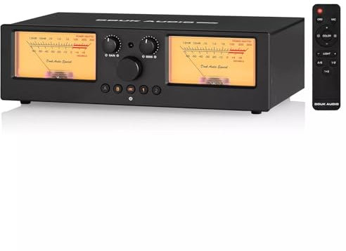 DoukAudio VU3PRO Duales Analoges VU-Meter, 2-Wege Verstärkerschalter, Lautsprecherauswahl, Verstärker Audio Umschaltbox 2-IN-2-OUT mit MIC-Tonabnehmer und DB Panel Display