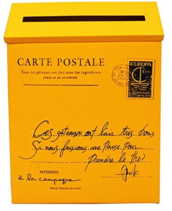 Buzón grande de metal galvanizado americano vintage | Buzón de pared con cerradura | para decoración del hogar rural | 23 x 6 x 30 cm - Amarillo