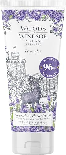 Woods of Windsor Lavender Nourishing Hand Cream with Vitamin E 75ml | Moisturising Hand Cream for Dry Skin with Shea Butter, Suitable for All Skin Types, Vegan and Cruelty Free