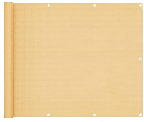 Privacy Protective Screens 0.8x8.5m HDPE Weather Resistant Screen Shield for Yard Lawn Pergola Decking Pool and Patio Beige with Eyelets and Cord and Cable Ties Attached