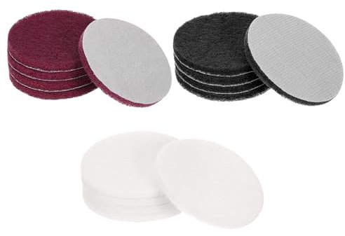 sourcing map 15 Stück 10,2 cm Nylon-Reifen-Scheuerschwamm, Körnung 400/800/2000, Scheuerschwämme, Reifen und Schlaufe, Oberflächenbehandlung, Bohrer, Scheuerscheibe, Rot/Grau/Weiß
