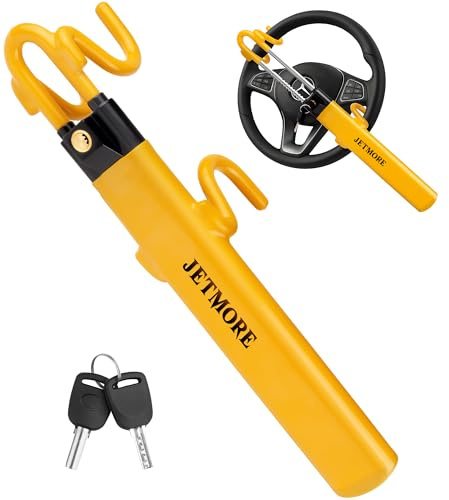 JETMORE Steering Wheel Lock, Anti Theft Car Device with Adjustable Design, Car Lock in Compatibility, Car Wheel Lock with Reinforced Steel, Car Anti Theft Device with Tamper-Proof Bolts