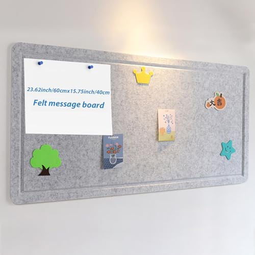 60 x 40 cm Large Notice Board, Photo Notice Board, Felt Cork Board, Memo Boards with Needles, Vision Board, Felt Pin Board, Self-Adhesive for Office, School, Living Room, Kitchen, Wall Decoration