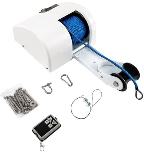 Verricello elettrico for ancora, verricello for ancora marina, kit verricello for ancora for barche in acqua salata con telecomando e linea di ancoraggio intrecciata, verricelli di traino for impieghi