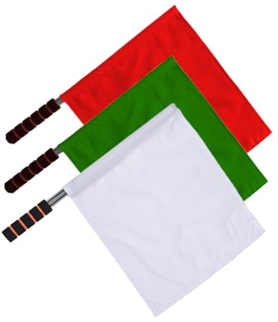 Milisten 3 Pcs Drapeaux de Coin Portables en Acier Inoxydable Poignée en Mousse pour Arbitres, Résistance la Déformation, pour Compétitions D'athlétisme Scolaires