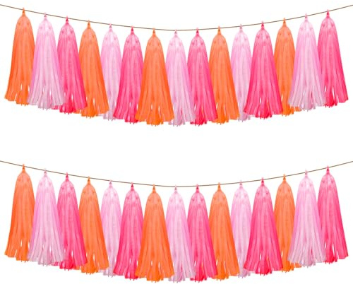 30 Stück Pastell Regenbogen Fransen Girlande (35cm) - Premium Seidenpapier Quasten für Geburtstag & Mottoparty | Inkl. Aufhängeschnur - Karneval, Hochzeit, Festdeko