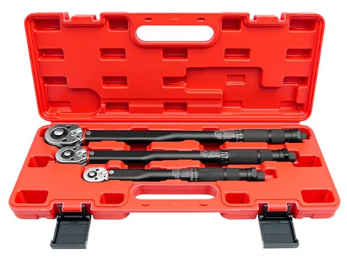 ZKTOOL Juego de 3 Llaves Dinamométricas de Impacto | Carracas de 1/4, 3/8 y 1/2 con Rangos 5-25, 10-60 y 20-210NM. Mecanismo de Liberación Rápida para Mantenimiento de Vehículos