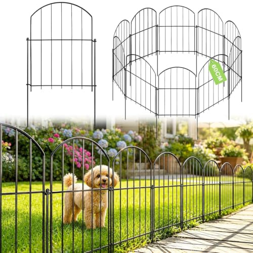 Hundezaun,10 Paneles Steckzaun Metall (60cm H X 33cm W,Gesamtlänge 3,3M) Dekorative Gartenzaun,Keine Graben Tier Barriere Fechten, Rostfrei Metalldraht Panel Grenze,Gartenzaun Metall Für Kaninchen