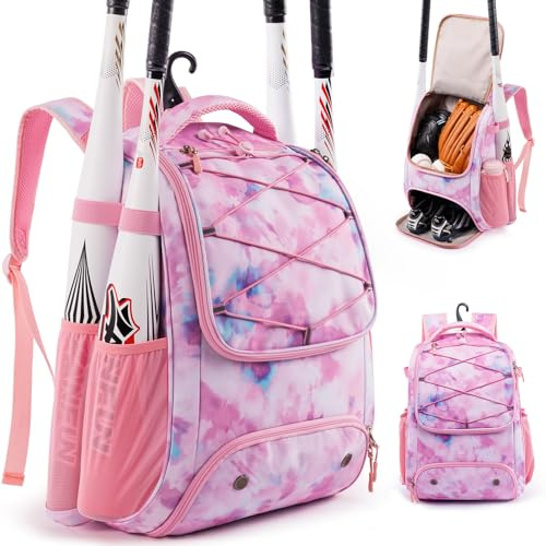 VIGEGARI Youth Baseball Bag Backpack with Bat Holder for Boys Girls Baseball & Softball Bat Bag for T-Ball Equipment, Kids Baseball Backpack with Shoe Compartment & Glove Storage