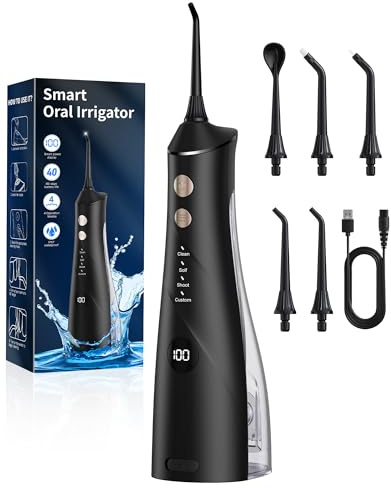 Hsweeth Water Flosser for Teeth Cordless, 5 Jet Tips and 4 Modes