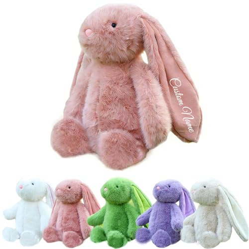 Kinetora Peluche Lapin Personnalisée avec Texte, 30/40cm, 5 Couleurs | Cadeau Doudou, Peluche Douce en Coton pour Cadeaux de Pâques et Anniversaires, Facile à Nettoyer, Tous les Âges
