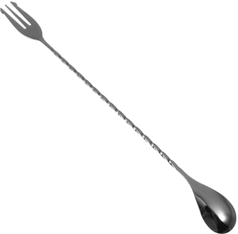 SHINEOFI Cuillère à Mélanger en Acier Inoxydable 304, Bâtonnet à Cocktail Longue Manche Finition Titane Noir, Outil de Mélange pour Bar pour Shaker et Préparation de Cocktails Réutilisable