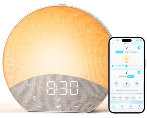 Glocusent Sunrise Alarm Clock with Sound Machine, Alarm Clock for Sleeper