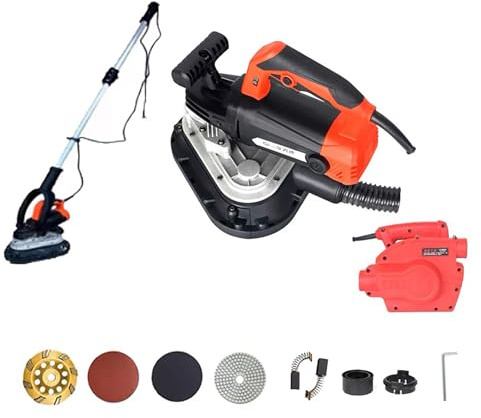 Concrete Grinder Floor Sander, 2450W 6-Speed Variable Rotary Polisher, Electric Diamond Grinding Machine with Vacuum Port, Removable Dust Cover, for Concrete Marble Granite