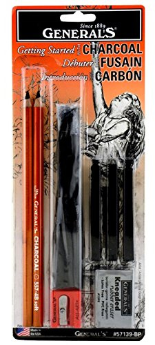 General Pencil 57139-BP Getting Started with Charcoal Set, Multicolor
