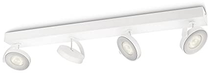 Philips myLiving Clockwork - Barra de focos, LED, 4 luces, iluminación interior, 2700 K, 50 W, aluminio, color blanco